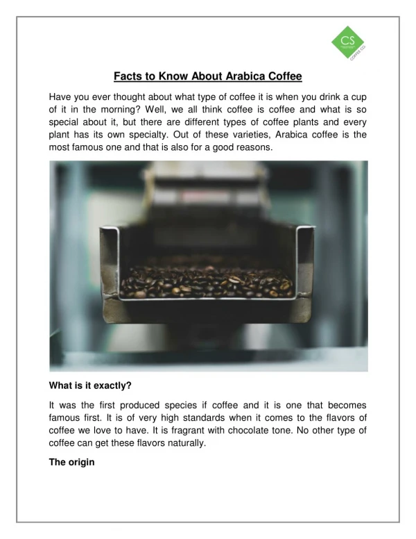 Facts to Know About Arabica Coffee