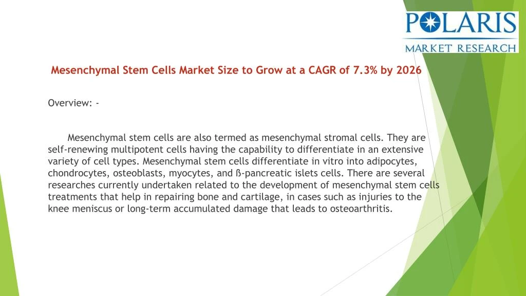 mesenchymal stem cells market size to grow
