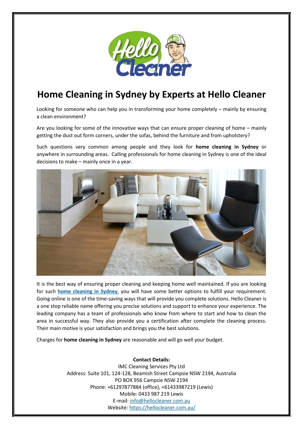 home cleaning in sydney by experts at hello