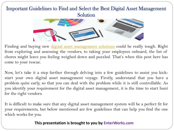 Important Guidelines to Find and Select the Best Digital Asset Management Solution