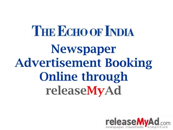 The Echo of India Newspaper Advertisement Booking Online.
