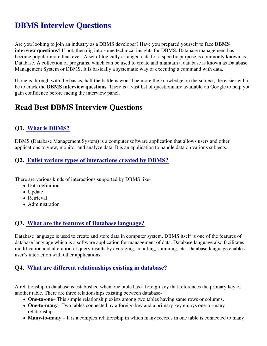 dbms interview questions