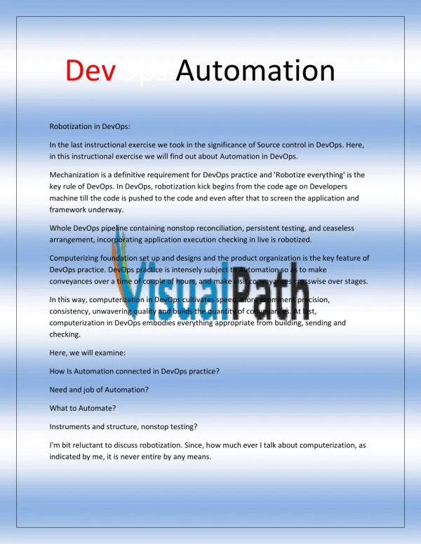 DevOps Automation Tutorial-Visualpath