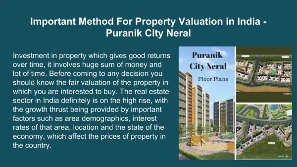 Important Method For Property Valuation In India - Puranik City Neral