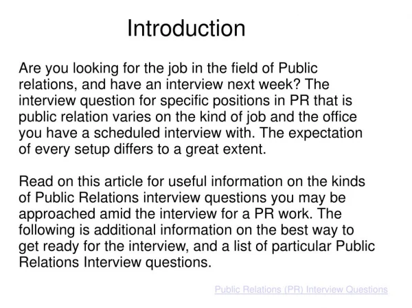 Public Relations (PR) Interview Questions-ppt