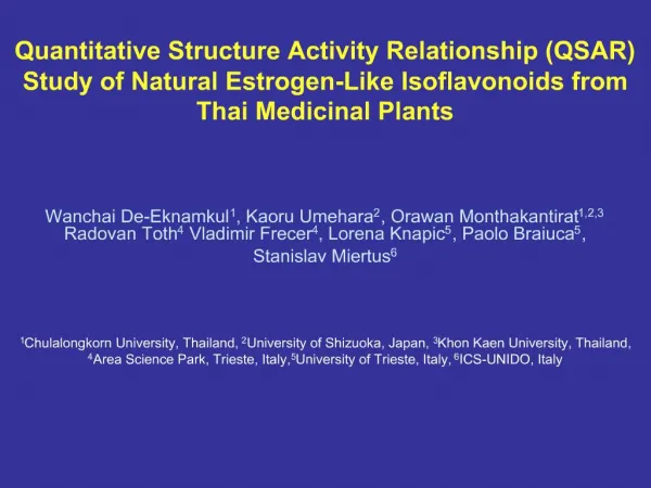 Quantitative Structure Activity Relationship QSAR Study of Natural Estrogen-Like Isoflavonoids from Thai Medicinal Plant