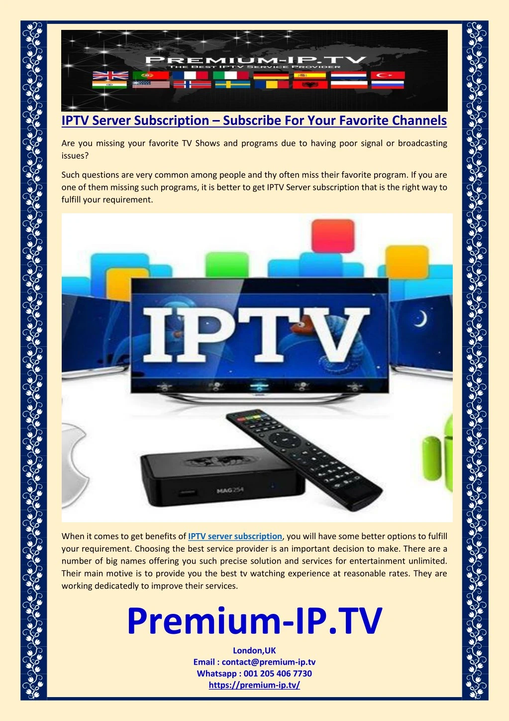 iptv server subscription subscribe for your