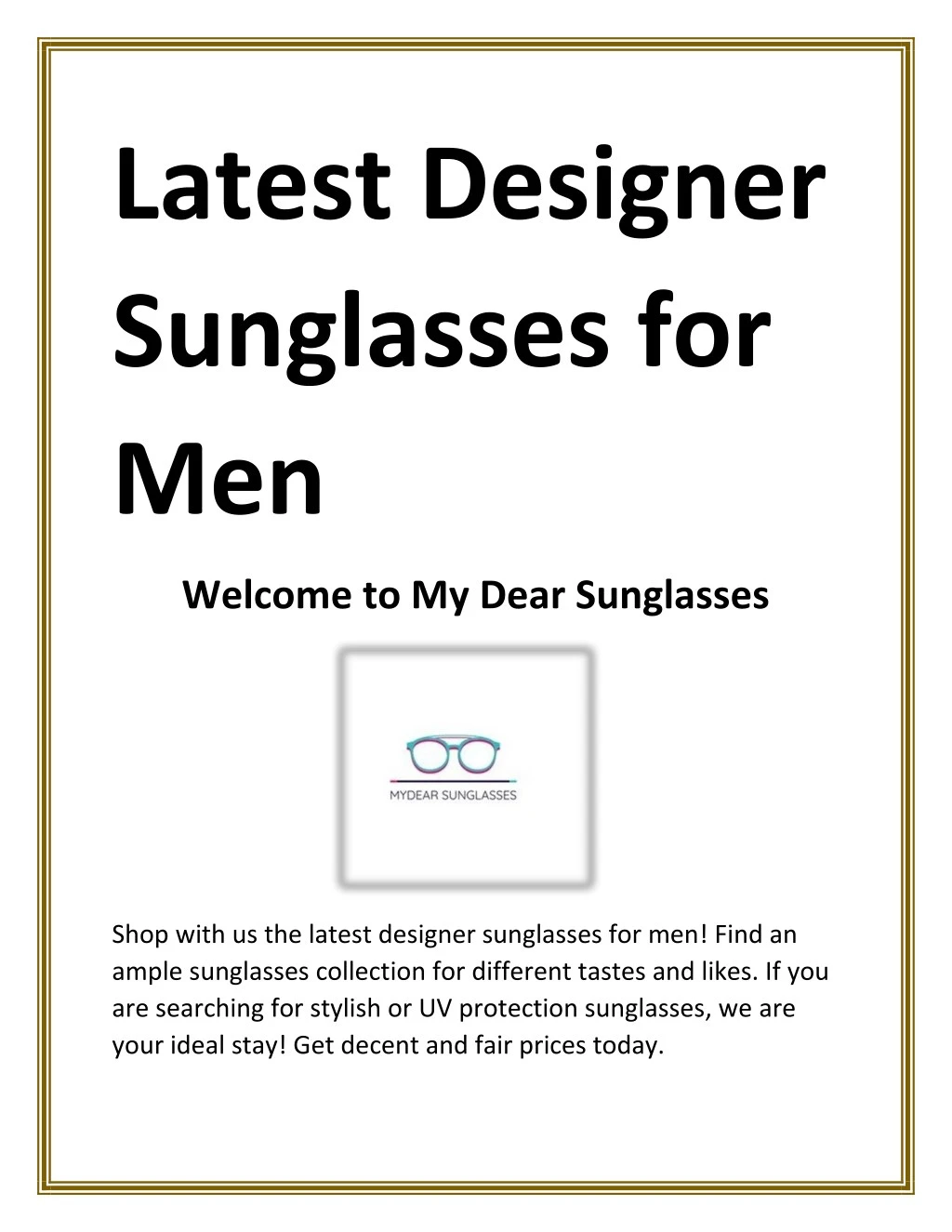 latest designer sunglasses for men