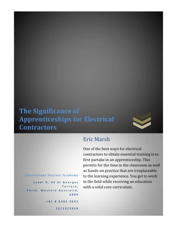 The Significance of Apprenticeships for Electrical Contractors