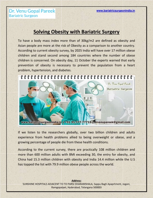 Solving Obesity with Bariatric Surgery