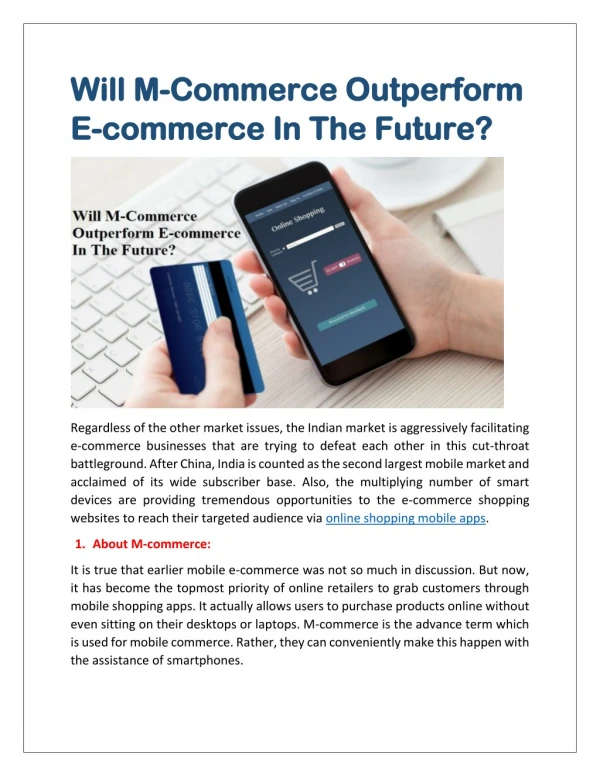 Know whether M-Commerce Outperform E-commerce In The Future?