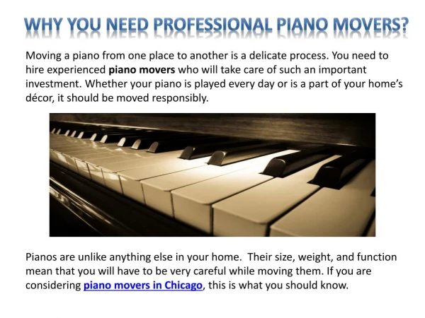 Why you Need Professional Piano Movers?