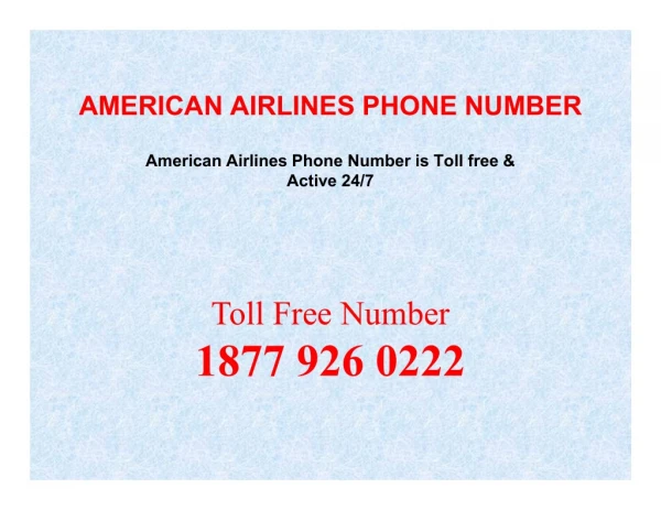 American Airlines Phone Number is a Customer Service Helpline