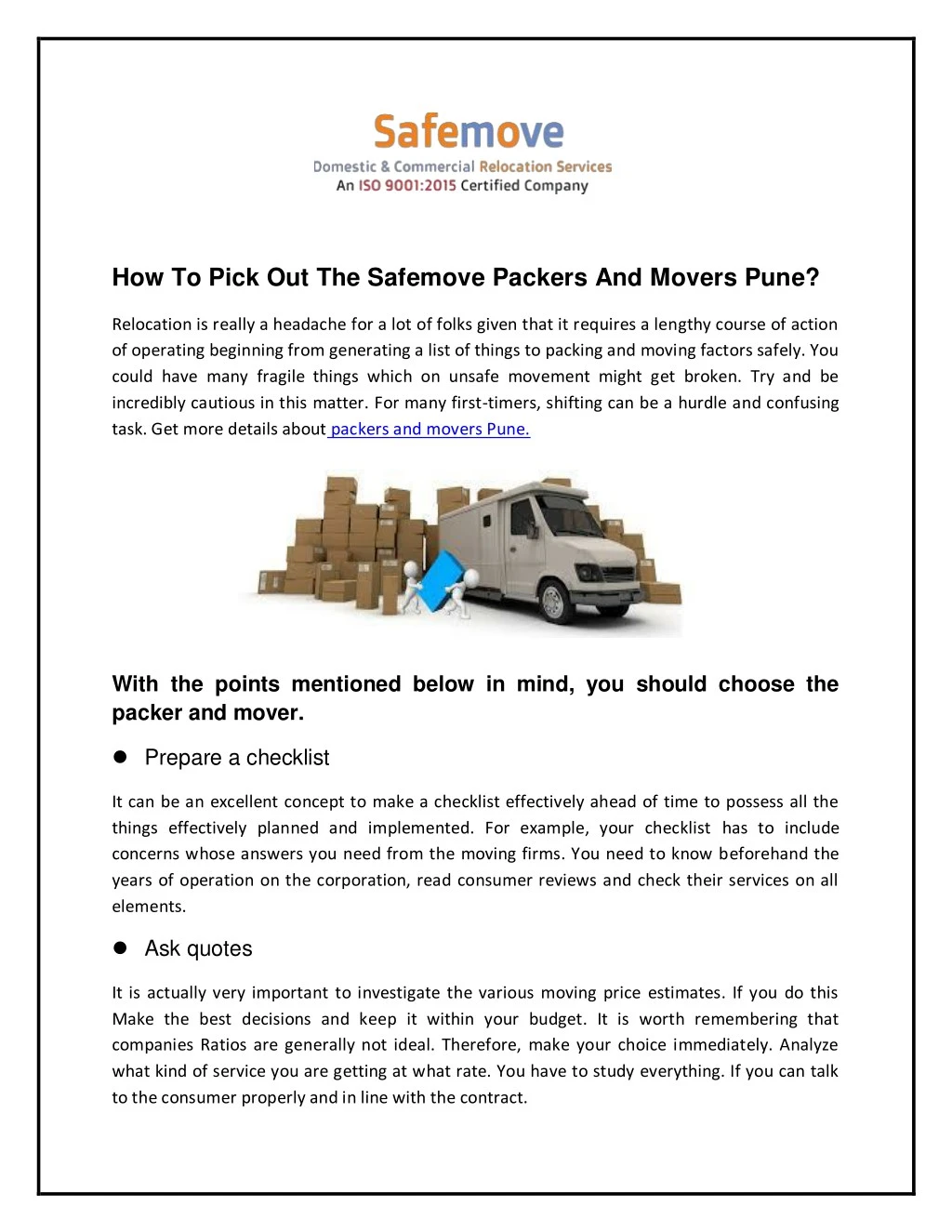 how to pick out the safemove packers and movers