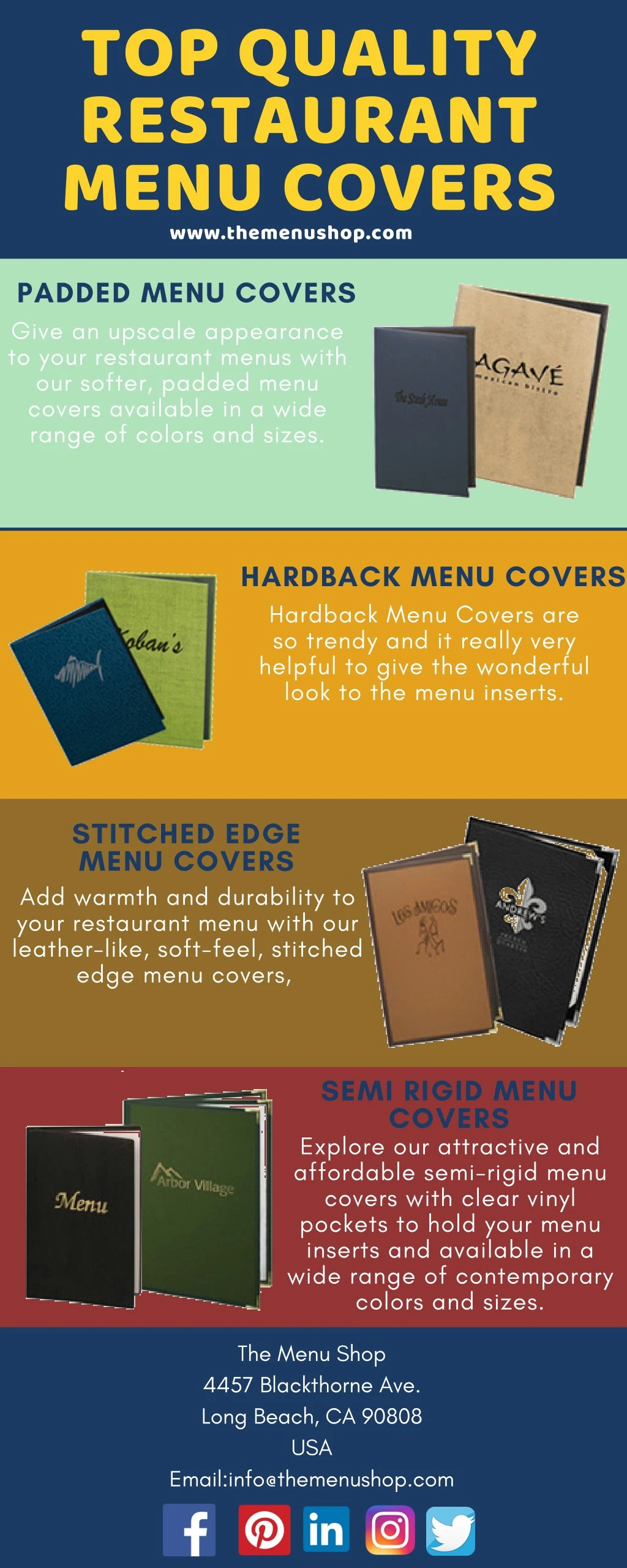 top quality restaurant menu covers