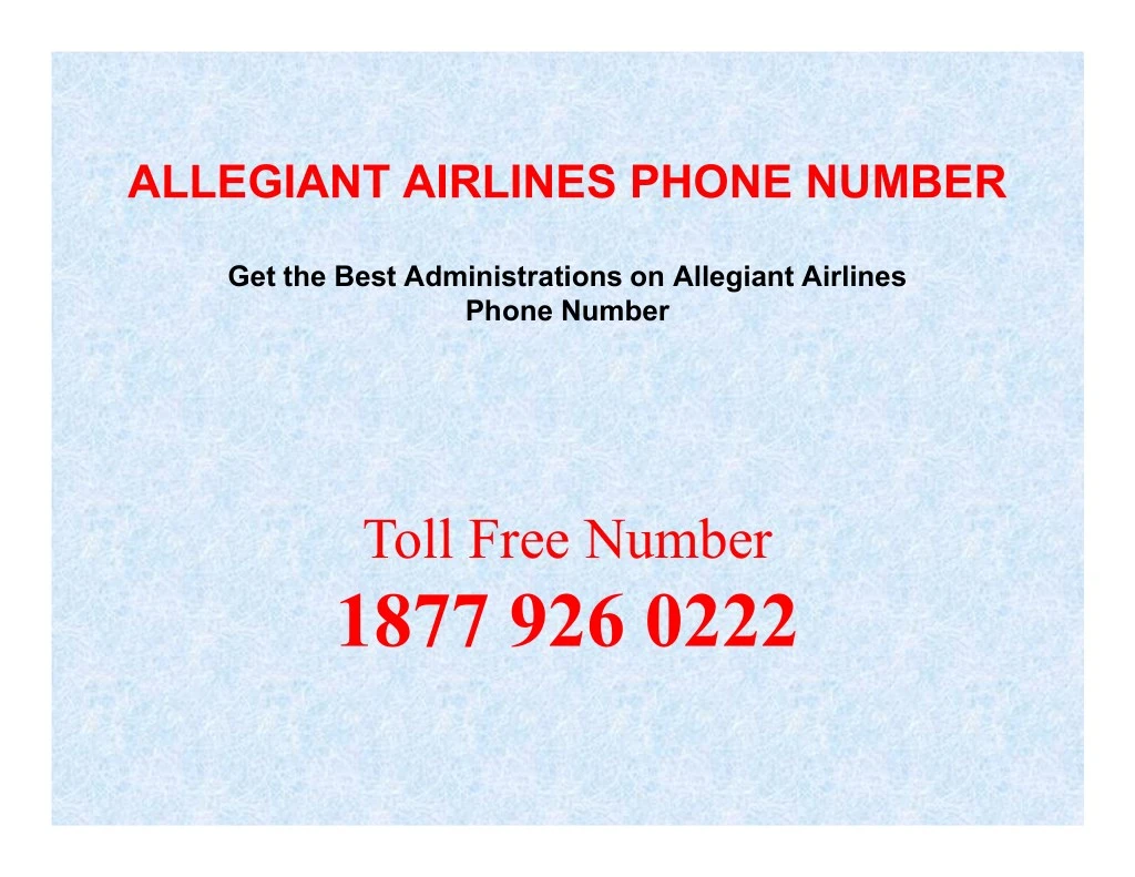 allegiant airlines phone number