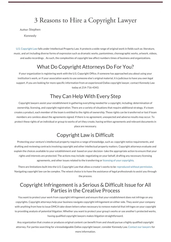 3 Reasons to Hire a Copyright Lawyer