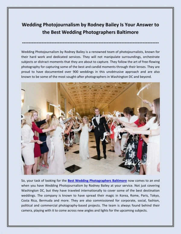 Wedding Photojournalism by Rodney Bailey Is Your Answer to the Best Wedding Photographers Baltimore