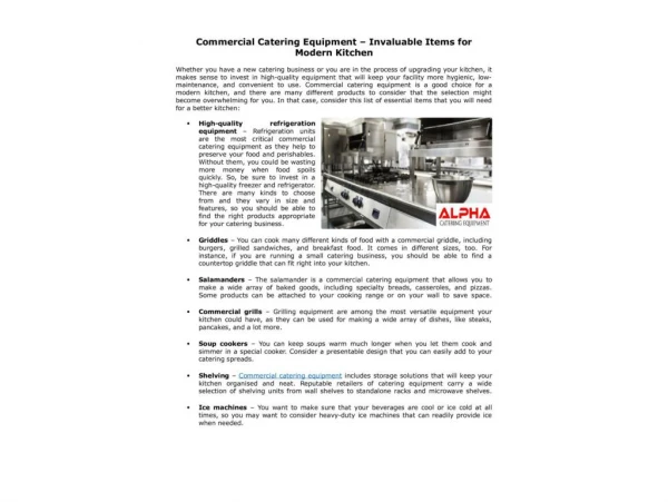 Commercial Catering Equipment – Invaluable Items for Modern Kitchen