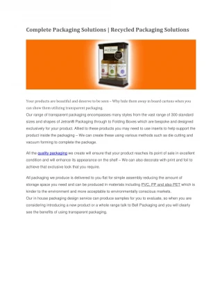 Complete Packaging Solutions | Recycled Packaging Solutions - slide 1