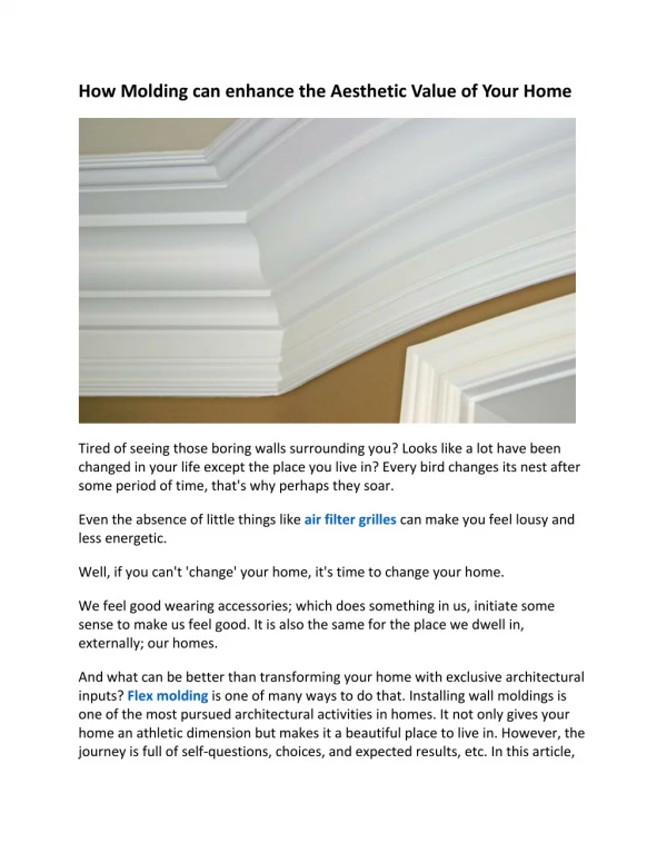 How Molding can enhance the Aesthetic Value of Your Home