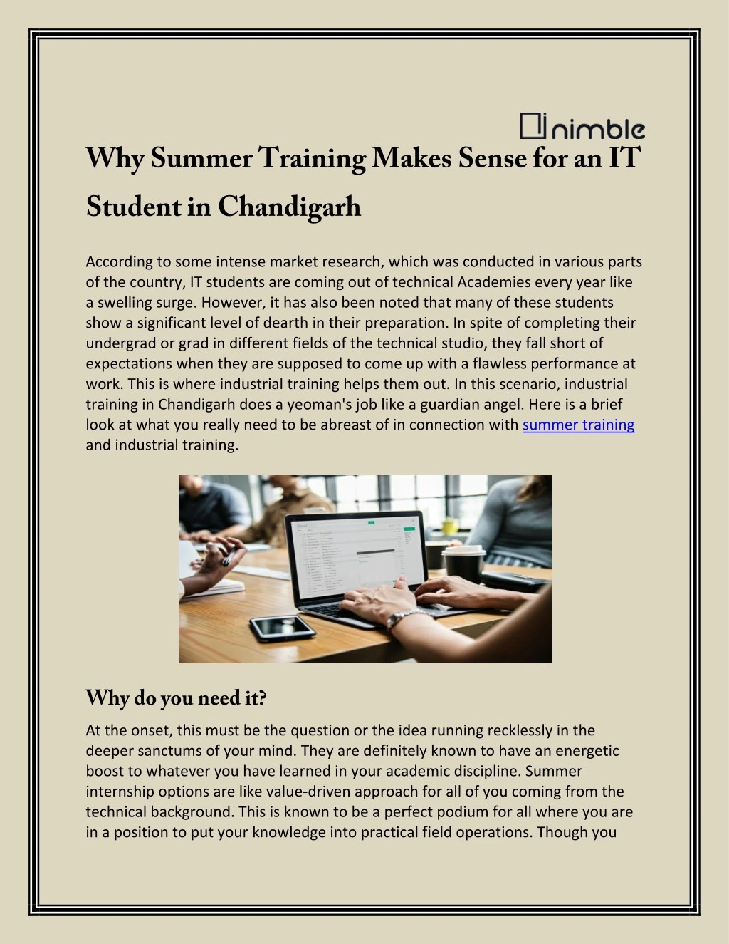 why summer training makes sense for an it student