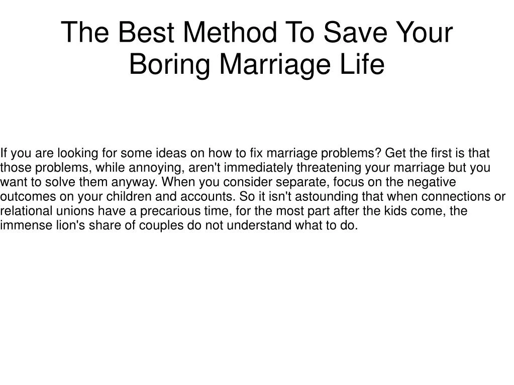 the best method to save your boring marriage life
