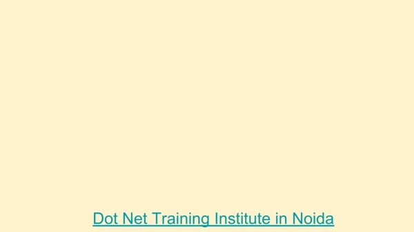 Dot Net Training Institute in Noida