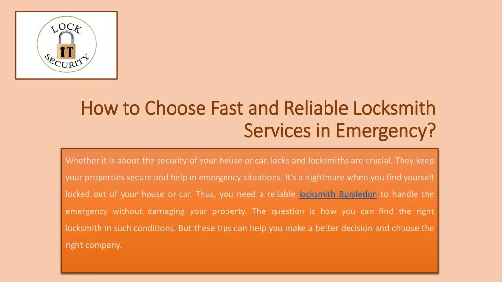 how to choose fast and reliable locksmith services in emergency