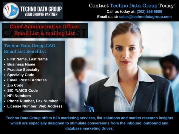 Chief Administrative Officer Email Lists | CAO Mailing Lists | CAO Email Database