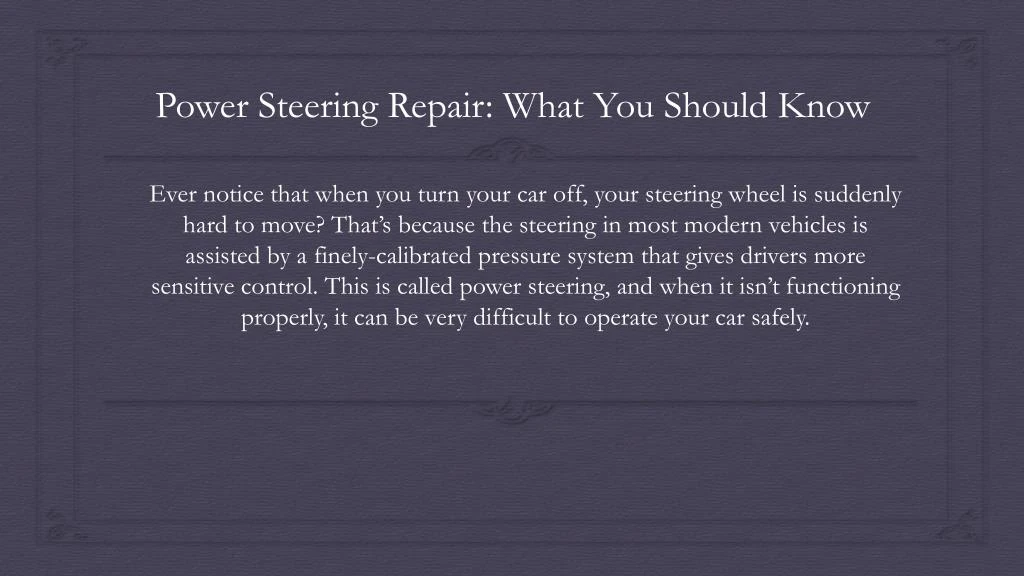 power steering repair what you should know