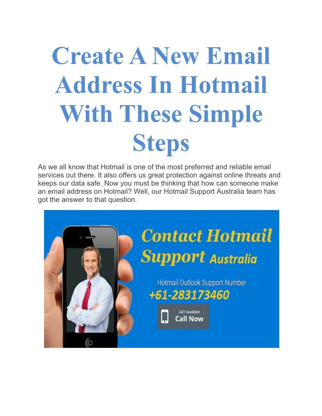 create a new email address in hotmail with these