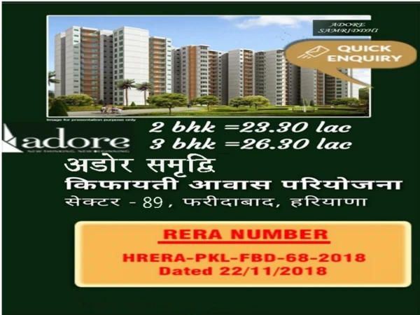 Adore Samridhi at Sector 89 | 9911-22-6000 | Affordable Flats