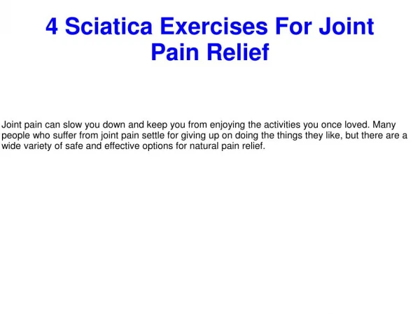 4 Sciatica Exercises For Joint Pain Relief