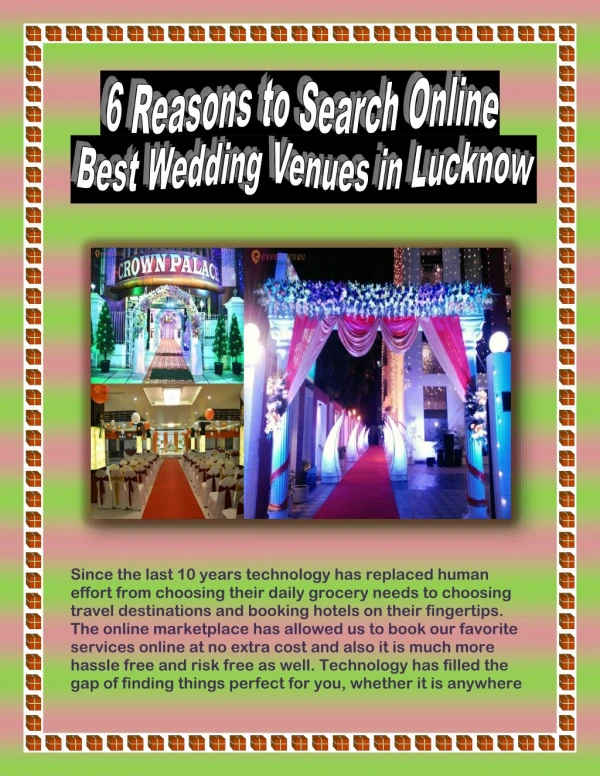 6 Reasons to Search Online Best Wedding Venues in Lucknow