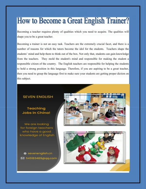 How to become a great English Trainer?