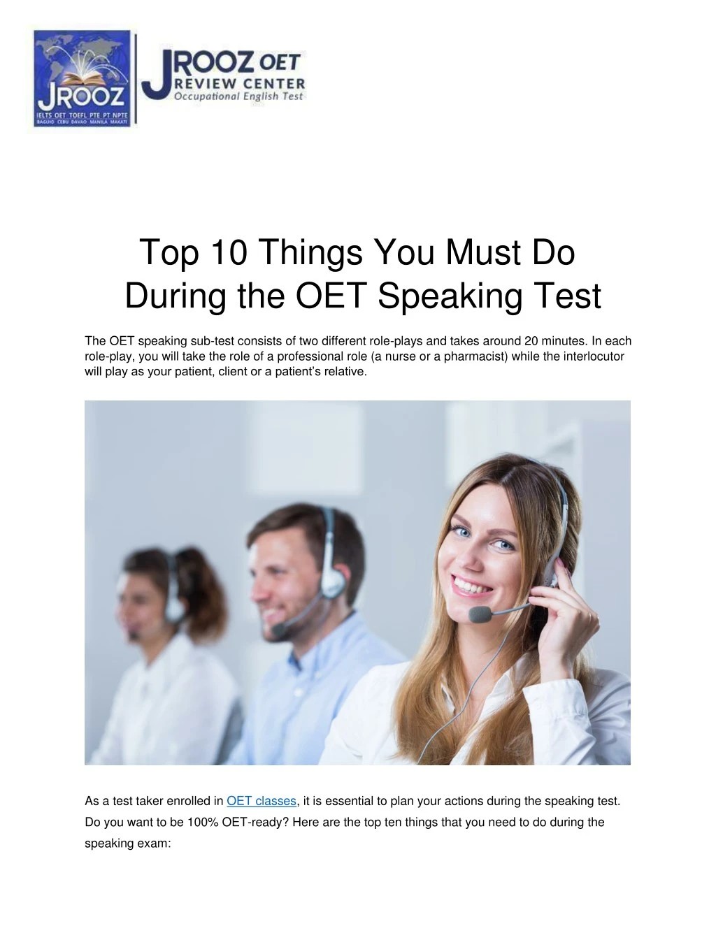 top 10 things you must do during the oet speaking