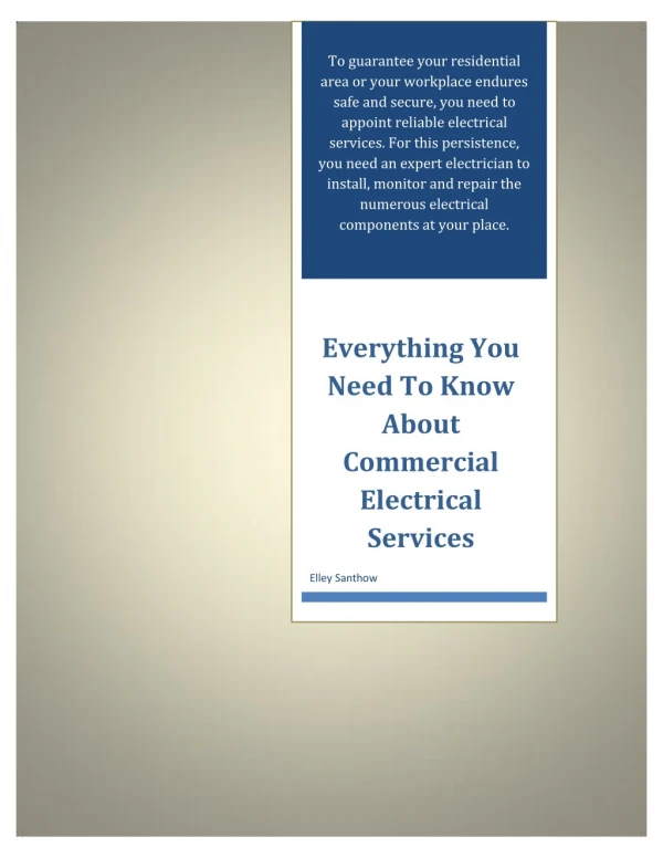 Everything You Need To Know About Commercial Electrical Services