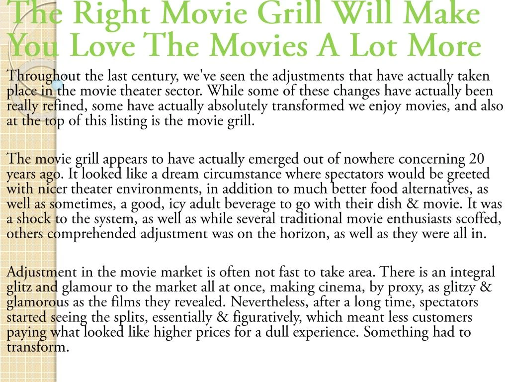 the right movie grill will make you love