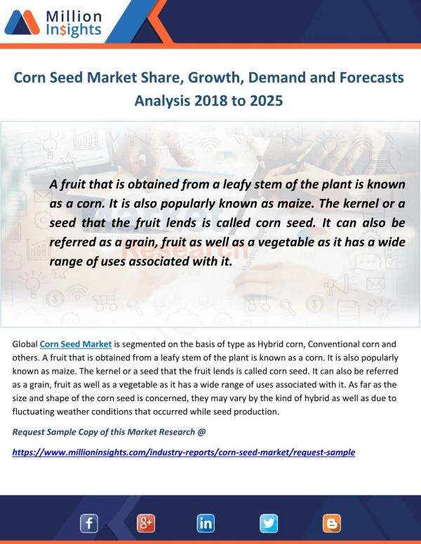 Corn Seed Market Share, Growth, Demand and Forecasts Analysis 2018 to 2025
