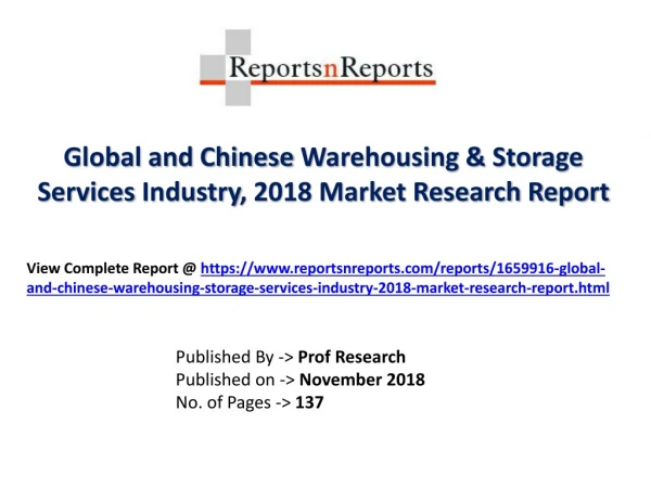 Warehousing & Storage Services Industry 2023 Forecasts for Global Regions by Applications & Manufacturing Technology