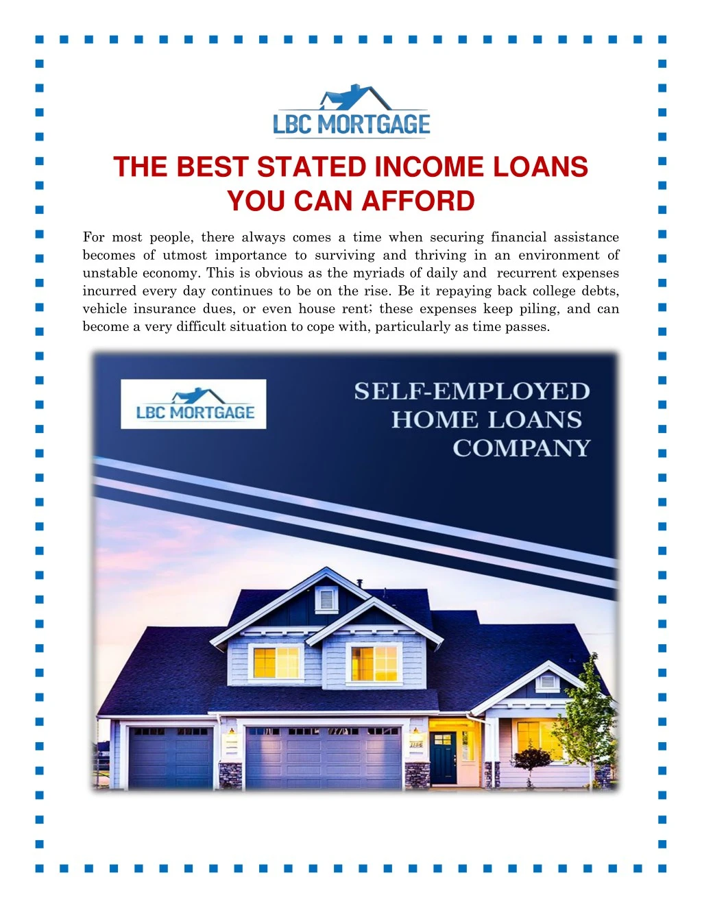 the best stated income loans you can afford