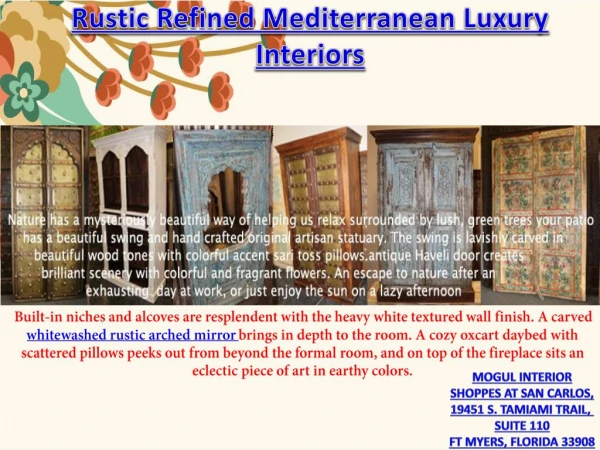Rustic Refined Mediterranean Luxury Interiors