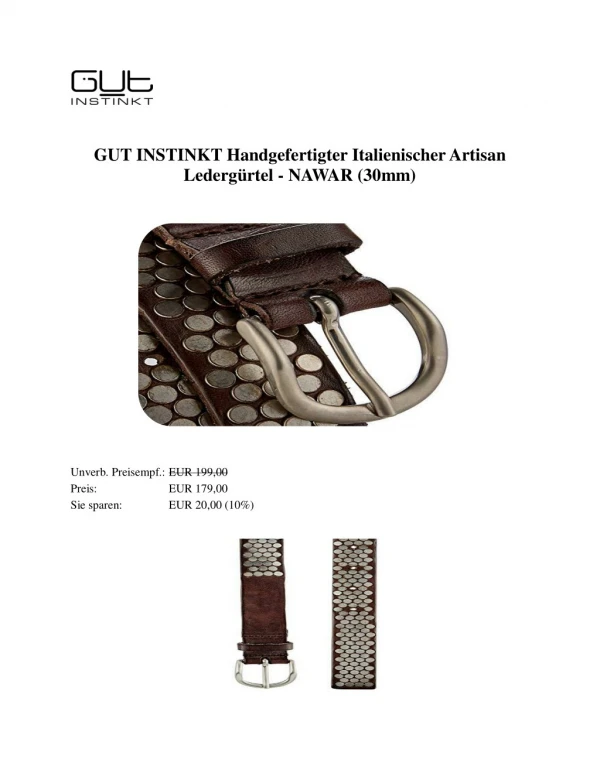 GUT INSTINKT Handgefertigter Italienischer Artisan Ledergürtel - NAWAR (30mm)