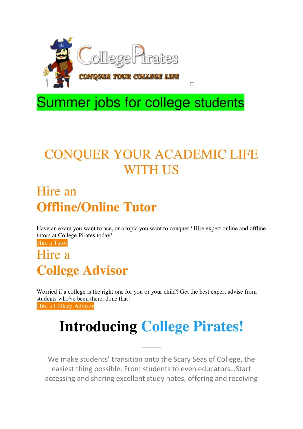 summer jobs for college students ite you