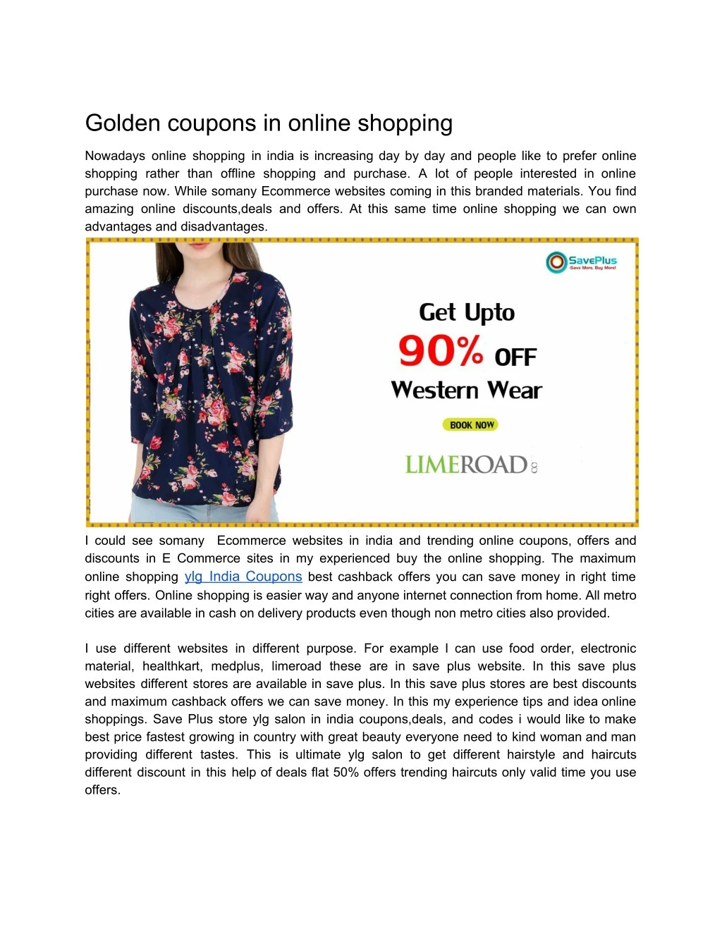 golden coupons in online shopping