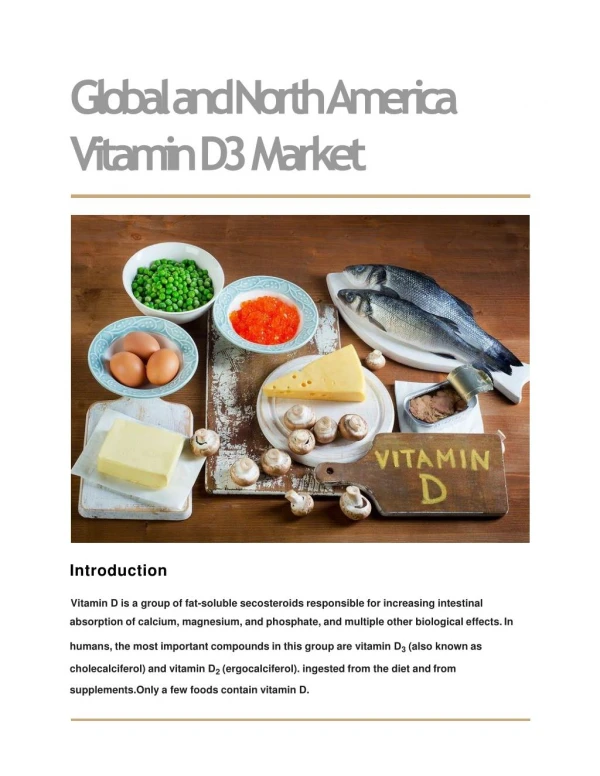 Global and North America Vitamin D3 Market