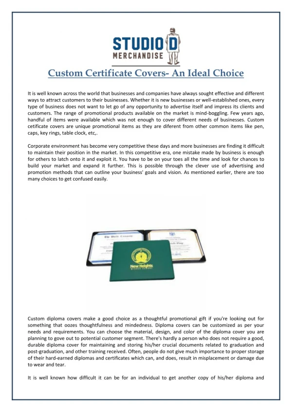 Custom Certificate Covers- An Ideal Choice