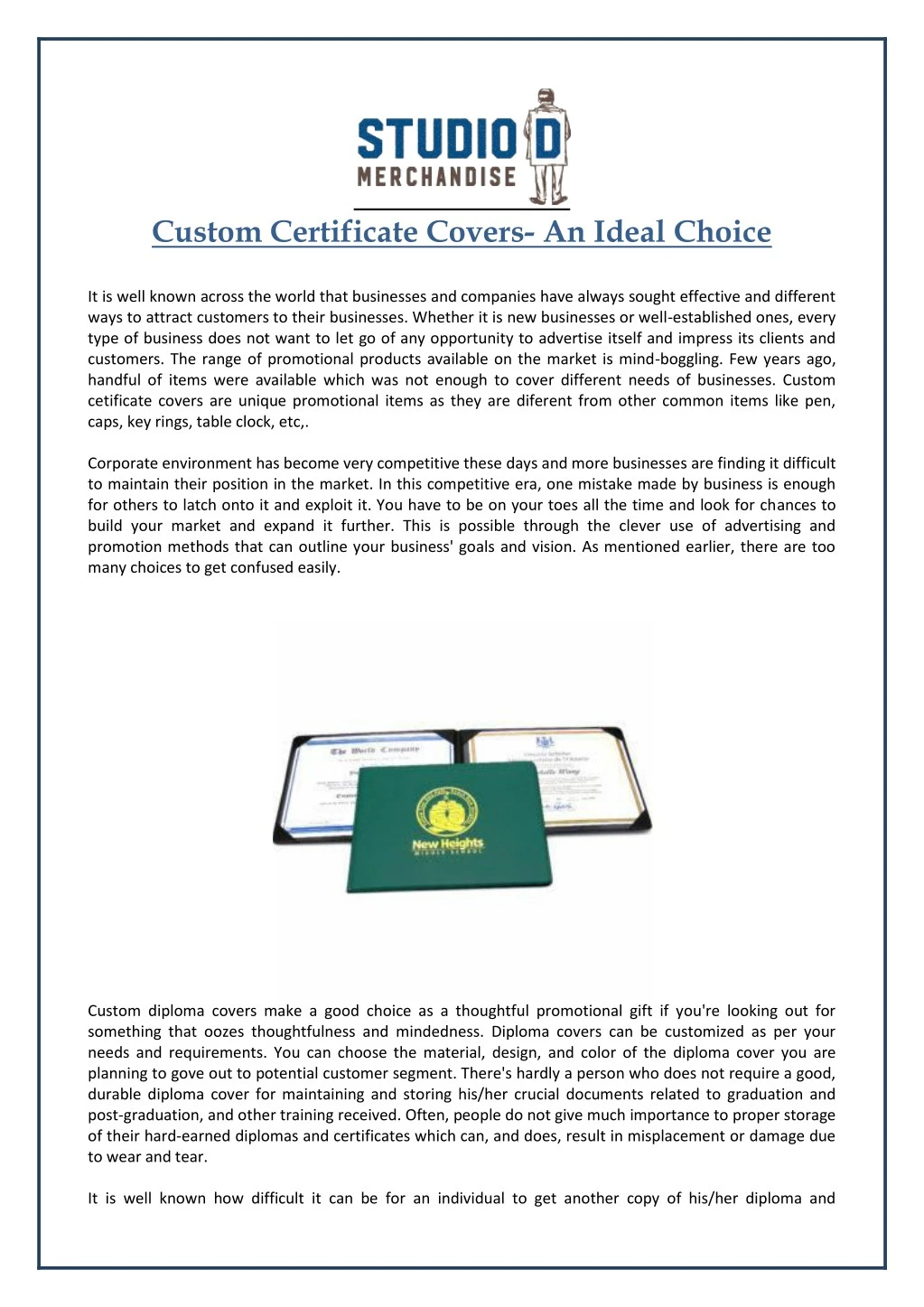 custom certificate covers an ideal choice
