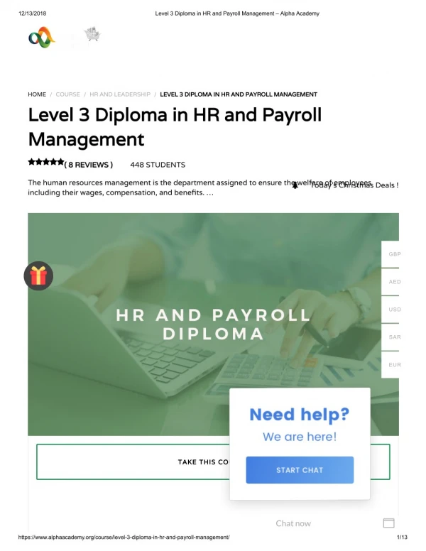 Level 3 Diploma in HR and Payroll Management - Alpha Academy